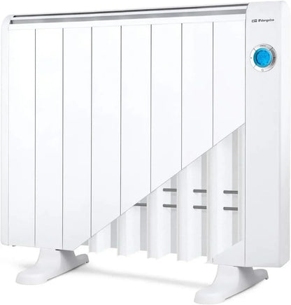Orbegozo RRE 1510, Emisor térmico bajo consumo, 1500 W, 8 elementos reales, aluminio, mando a distancia, funcionamiento programable,botón de desconexión total, pared o pie, color blanco