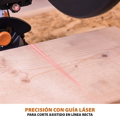 Evolution Power Tools R255SMS-DB ingletadora, Sierra ingletadora deslizante multimaterial de 255 mm, con doble bisel y paquete plus, hasta 300 mm x 90 mm, 5° a izquierda y derecha, inglete de 50°