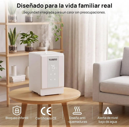 TURBRO Humidificador de vapor caliente 4 L para dormitorio, 500 ml/h