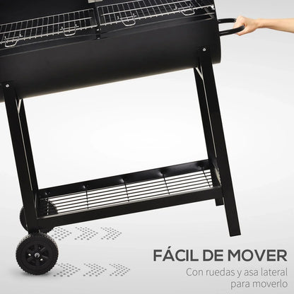 Barbacoa De Carbón De Metal 90x45x96 Cm-outsunny. Negro