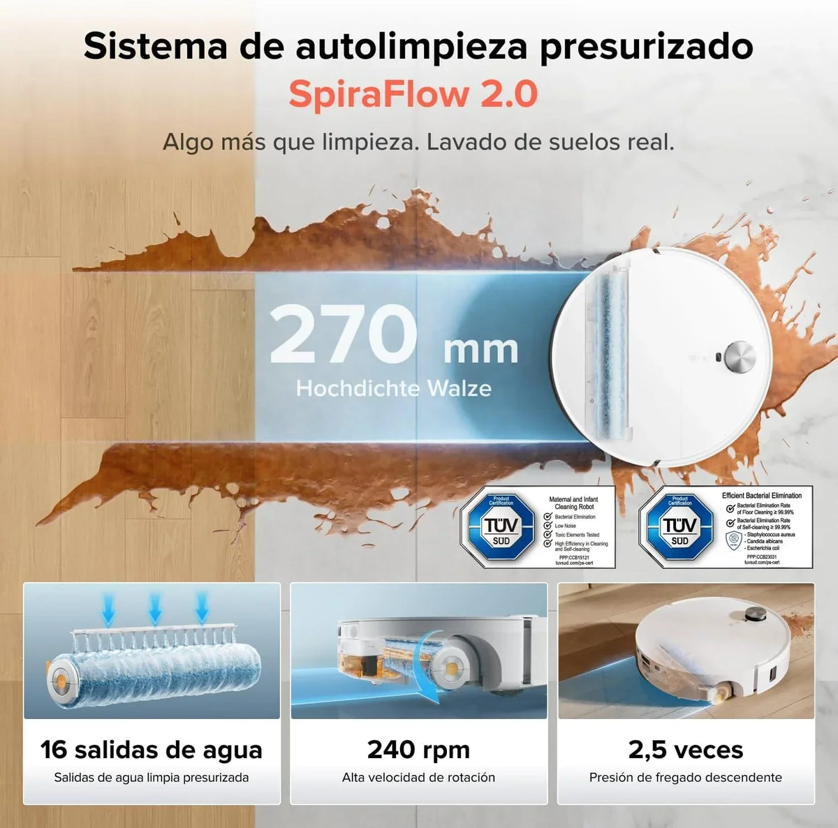 roborock Qrevo Edge 2 Flow Set Robot Aspirador Succión Extrema de 35000 Pa, Blanco