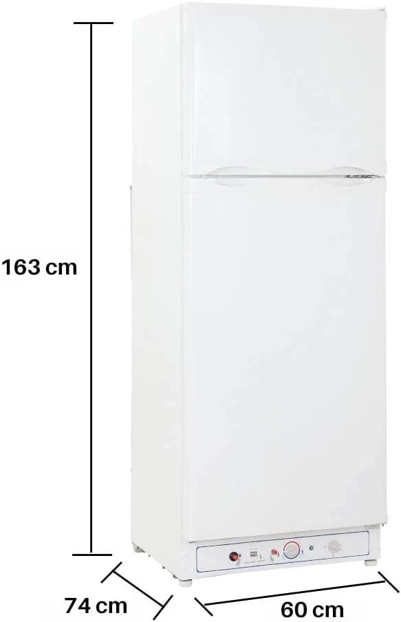 SMETA Nevera Gas con Congelador, 265L (203L+62L), 220V, Refrigerador Congelador Combinado, Refrigerador Camping Gas para Autocaravana, Garaje, Caravana, Home, Blanco