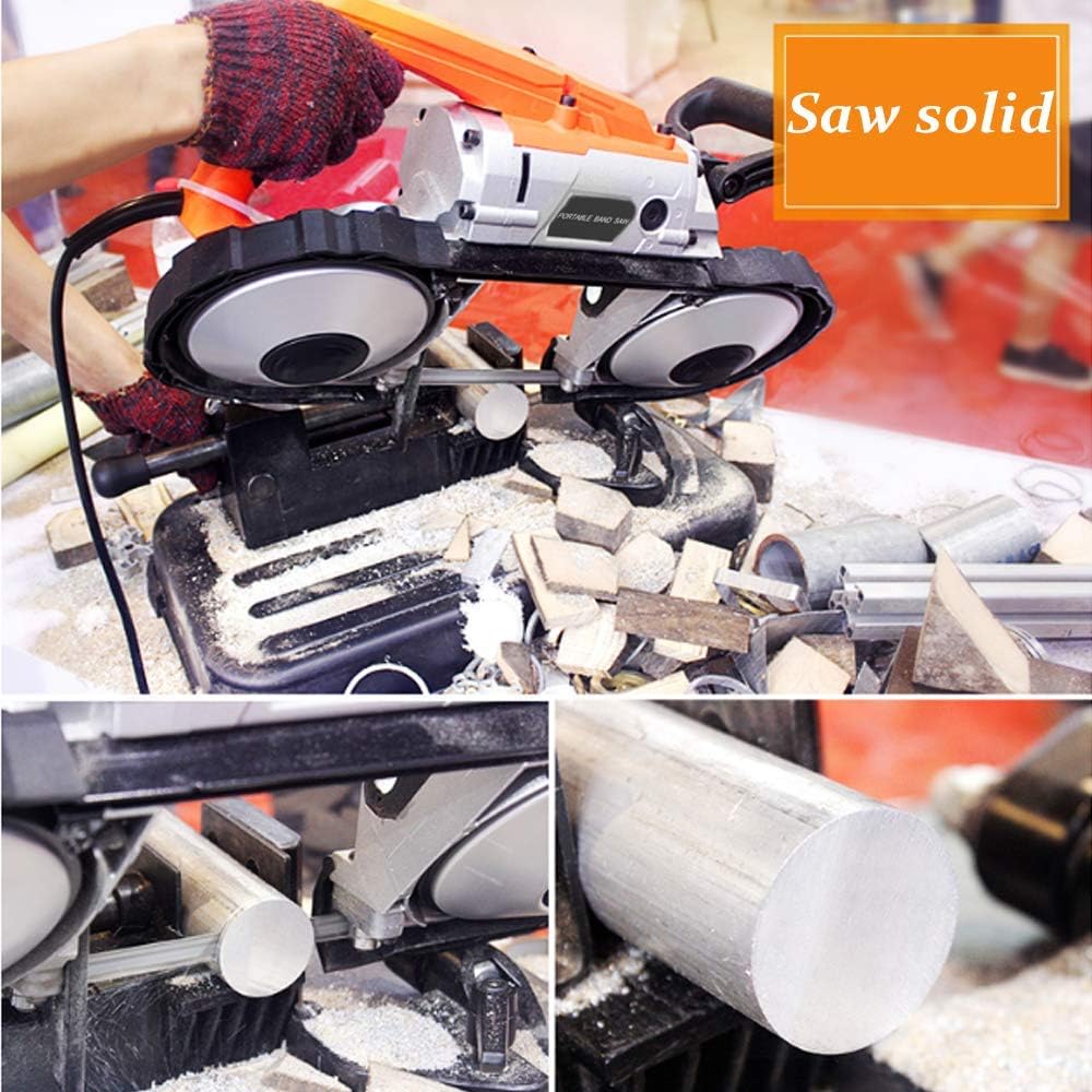 Anbull Sierra de cinta de metal con foco LED, 1100 W/230 V, ajustable 0 – 45 °, sierra de cinta con base extraíble, banco de trabajo de acero aleado