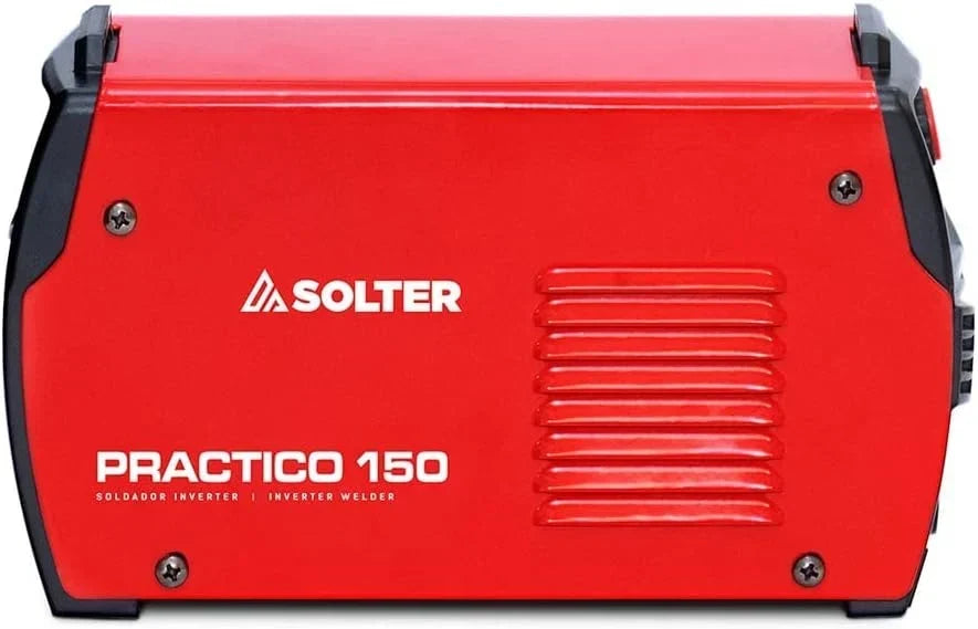 Solter Inverter Practico 150 – Soldador MMA/TIG por Raspado, 150A, Compacto y Ligero (2 kg), Hot-Start y Arc-Force, Maletín de Aluminio, Compatible con Generador, Ideal para Taller y Bricolaje