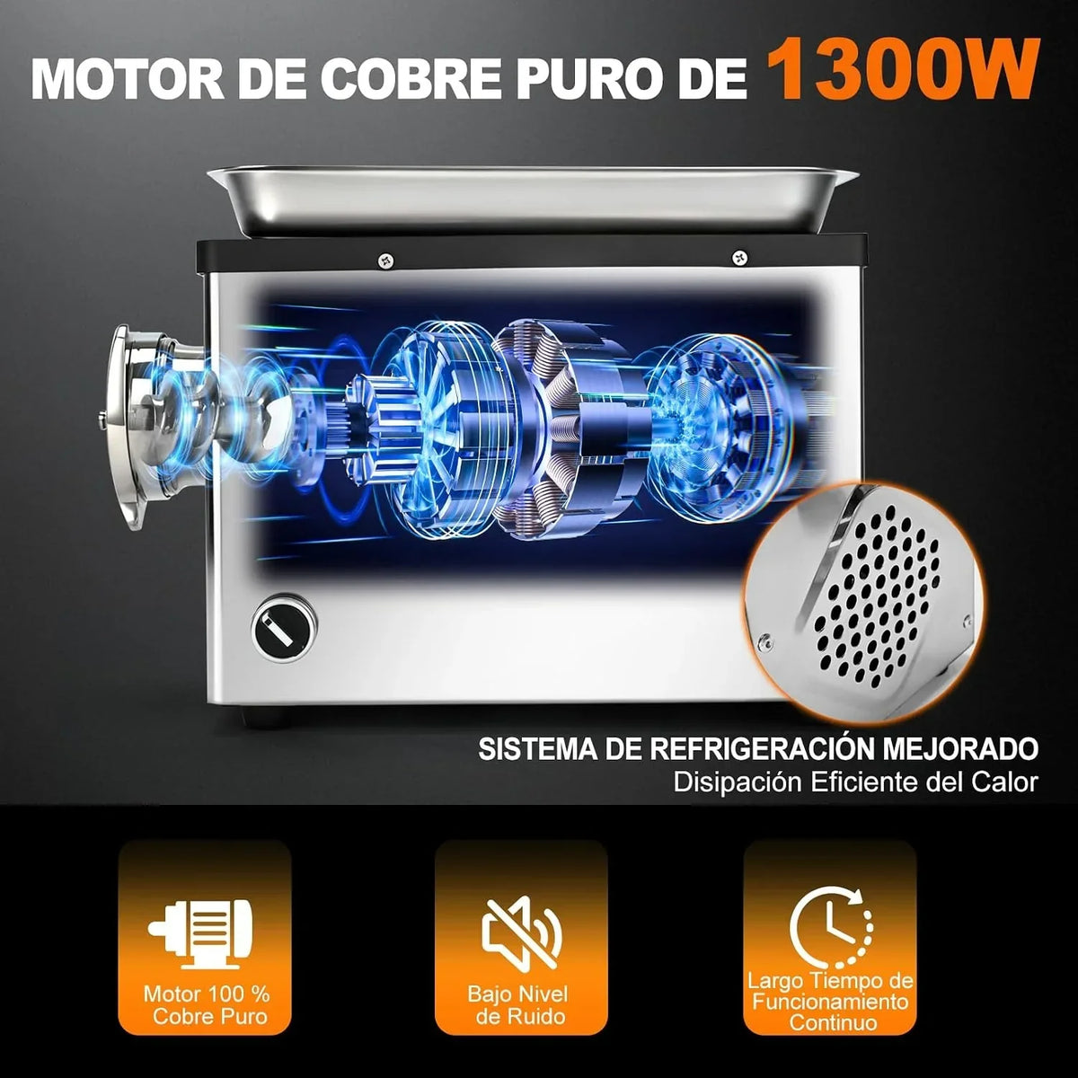 Anatole Picadora de Carne Eléctrica Comercial 1300W Acero Inoxidable