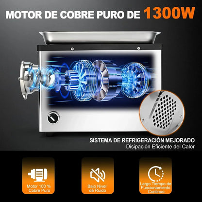 Anatole Picadora de Carne Eléctrica Comercial 1300W Acero Inoxidable