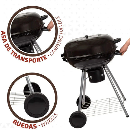 Barbacoa De Carbón Redonda Con Tapa Aktive