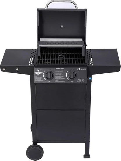 Grill gazowy "San Jose 2 palniki" firmy El Fuego®, w zestawie wąż gazowy i reduktor ciśnienia, ruszt do grillowania z żeliwa, z termometrem i dużymi półkami bocznymi, grill BBQ | AY0204
