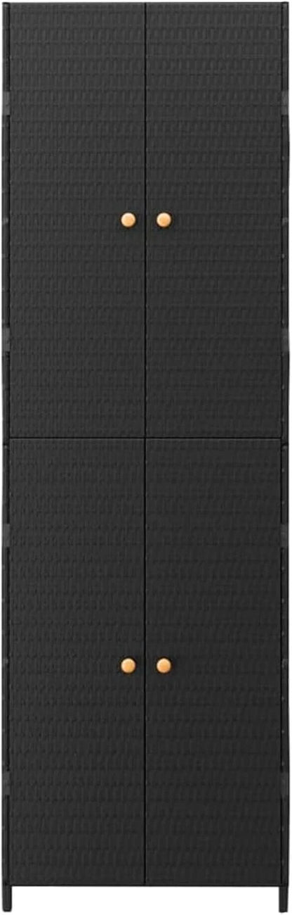 Armario de almacenaje de jardín ratán PE Negro arcones para Jardin Exterior 59x40x180 cm