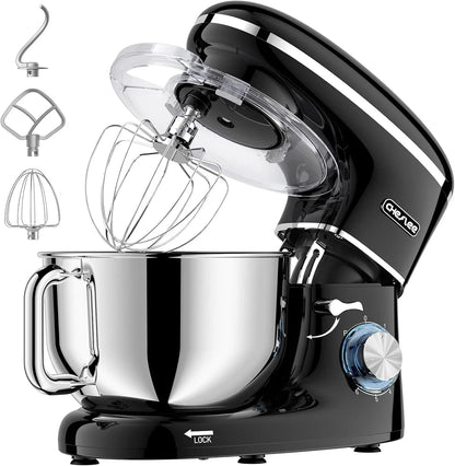 CHeflee Batidora Amasadora Profesional,2000W Amasadora Pan Repostería,6.2 L Bajo Ruido Robot de Cocina Multifunción,Gancho para Masa,Batidor Plano,Protección para Salpicaduras 6 Velocidades Batidora
