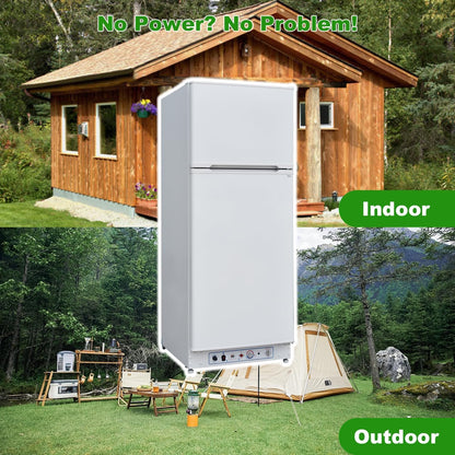 SMETA Nevera Gas con Congelador, 265L (203L+62L), 220V, Refrigerador Congelador Combinado, Refrigerador Camping Gas para Autocaravana, Garaje, Caravana, Home, Blanco