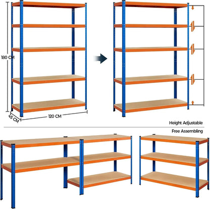 Yaheetech 2pcs de Estantería Metálica de Almacenaje Industrial 180x120x45cm
