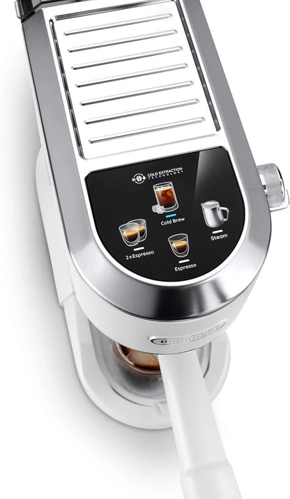 De'Longhi Dedica – Cafetera de Bomba de Acero Inoxidable para Café Molido o Monodosis, Espresso y Capuchino, Depósito de 1.3 Litros, Sistema Antigoteo, Modelo EC685.M, Color Metal