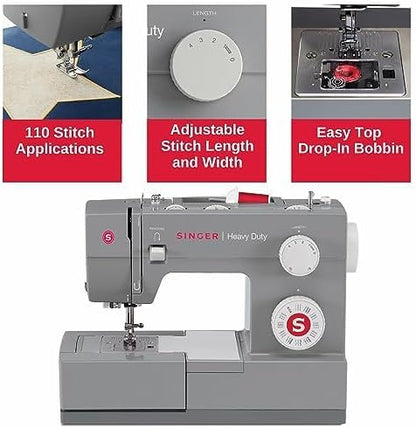 Singer Heavy Duty 4432 Mechanical Sewing Machine, 32 Stitches, Powerful Motor, Automatic Eyelet, Automatic Threader, Stainless Steel Reinforcement Plate