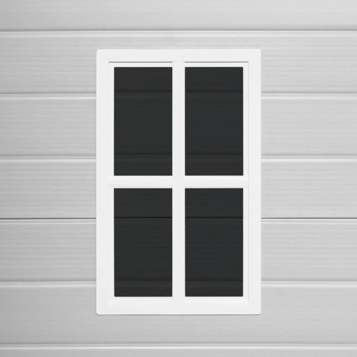 Wasabi - Caseta de Resina Jardín Unit 1.4 – Ventana Luz Natural - Suelo Incluido - Paneles 12mm de Espesor - Gris Blanco - Cobertizo PVC Almacenaje Exterior - 1,37m2 - Techo Plano