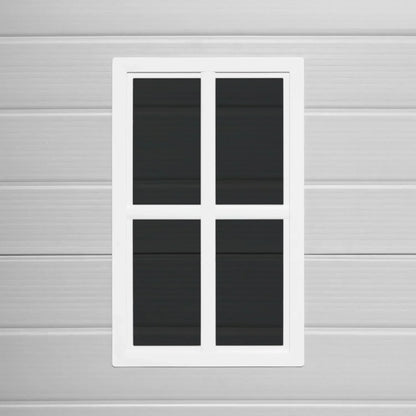 Wasabi - Caseta de Resina Jardín Unit 1.4 – Ventana Luz Natural - Suelo Incluido - Paneles 12mm de Espesor - Gris Blanco - Cobertizo PVC Almacenaje Exterior - 1,37m2 - Techo Plano