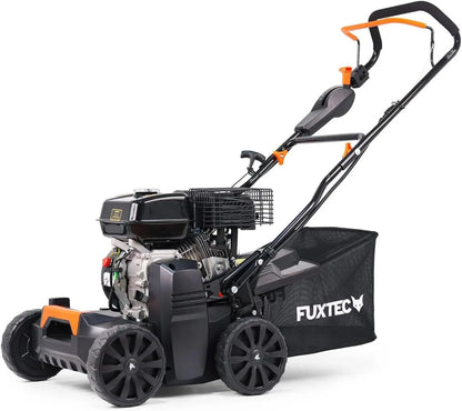 FUXTEC Escarificador Aireador de Gasolina 3 en 1 FX-BV240 Motor 4 Tiempos 4,1 kW, Rodillo con 18 Cuchillas y 24 púas de Resorte, asa de Transporte y recolector de 45 L