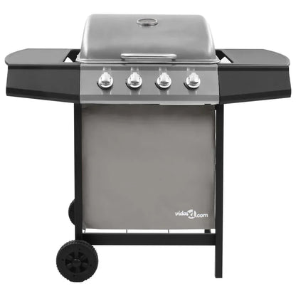Barbacoa De Gas Con 4 Fogones Negro Y Plateado Vidaxl