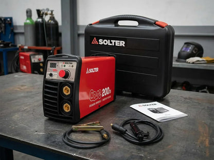 Solter - Soldador Inverter CORE 200Di, 200A de Potencia, Ciclo de Trabajo Profesional MMA y TIG Lift-Arc Tecnología Nanocrystaline con Accesorios