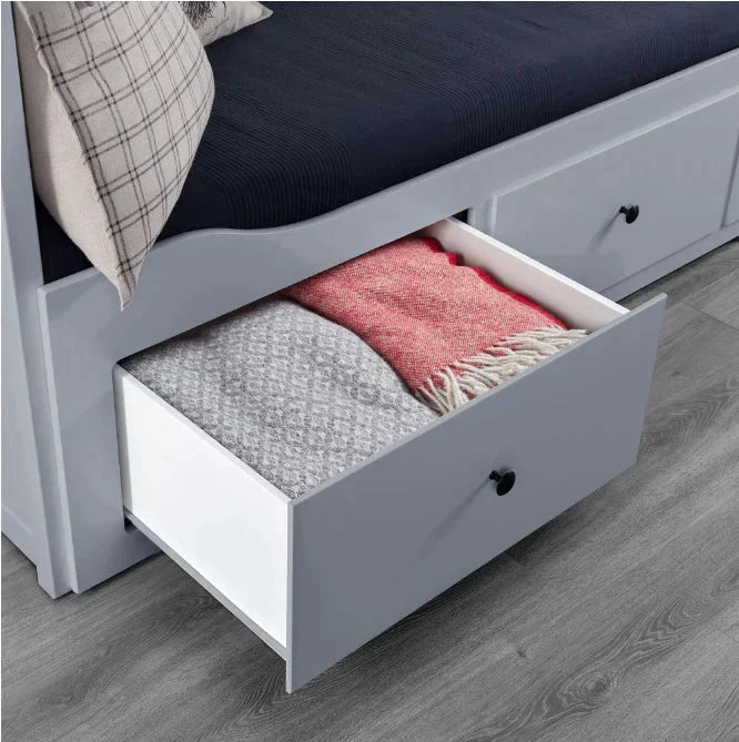HEMNES Cama día con 3 cajones Gris, 80x200 cm