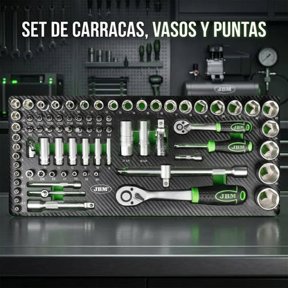 CAJA METÁLICA CON HERRAMIENTAS 143 PIEZAS CINCADO