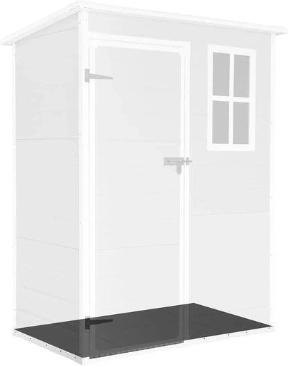 Wasabi - Caseta de Resina Jardín Unit 1.4 – Ventana Luz Natural - Suelo Incluido - Paneles 12mm de Espesor - Gris Blanco - Cobertizo PVC Almacenaje Exterior - 1,37m2 - Techo Plano