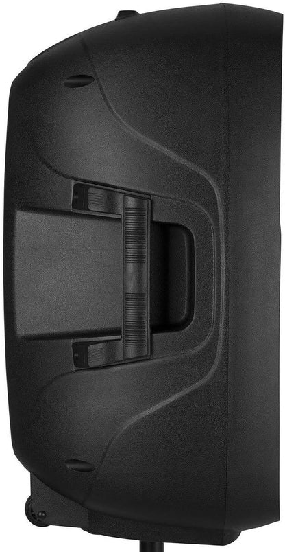 Vonyx VPS152A Powered Speakers Pack of 2 1000W Portable Active/Passive Bluetooth Speakers, 15 Inch, Wired Microphone, Remote Control, Tripods, MP3 Player with USB/SD, LEDs