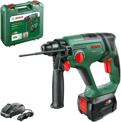 Bosch Taladro Percutor A Batería Universalhammer 18V (1 Batería De 4,0 Ah, Sistema De 18V; Taladrado/Taladrado Con Percutor/Cincelado; Energía De Impacto 2 J, Sds Plus, Maletín De Transporte)
