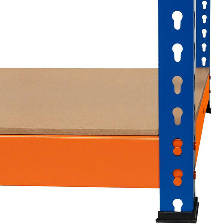 Banco de Trabajo p/Garaje S-Rax 2 Niveles | 180cm x 45cm x 90cm | Capacidad por Nivel 300kg | Montaje Sin Tornillos | 3 Barras de Soporte Reforzadas | Patas de Goma | Mesa para taller almacén depósito