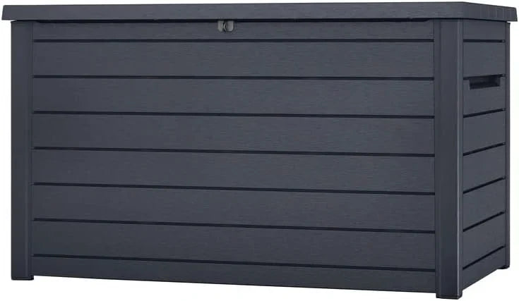 Keter Caja de cojín XXL Ontario, Grafito, 870 l de Capacidad, Dimensiones Exteriores: 147 x 83 x 86 cm, Caja de Almacenamiento Impermeable, para Exteriores