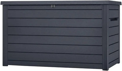 Keter Caja de cojín XXL Ontario, Grafito, 870 l de Capacidad, Dimensiones Exteriores: 147 x 83 x 86 cm, Caja de Almacenamiento Impermeable, para Exteriores