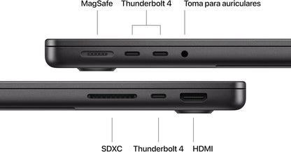 MacBook Pro Portátil de 14,2" con M5,CPU de 10 núcleos y GPU de 10 núcleos: Creado para Intelligence, Pantalla Liquid Retina XDR y 16 GB de Memoria unificada, 512GB; Negro Espacial