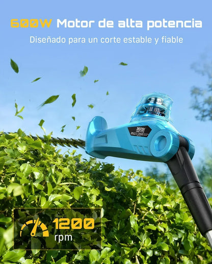 SEESII Cortasetos Telescópico Batería 20V, Cuchilla 50 cm, 2 Baterías 4,0Ah