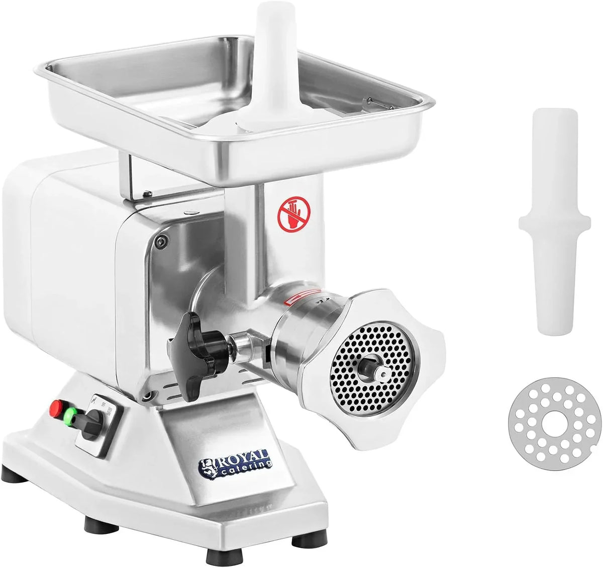 Royal Catering Picadora de carne Électrica Profesional RCFW 220 Expert (220 kg/h, 1100 W, 230 V, 2 Cuchillas, 4 Discos perforados)