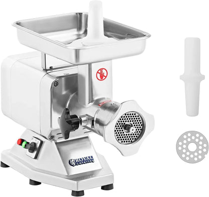 Royal Catering Picadora de carne Électrica Profesional RCFW 220 Expert (220 kg/h, 1100 W, 230 V, 2 Cuchillas, 4 Discos perforados)