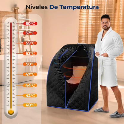 SereneLife sauna portátil, Infrarrojo, Para el hogar, Individual, Con almohadilla calefactora para los pies, Silla plegable
