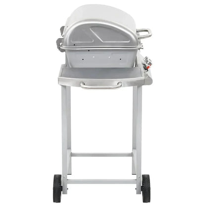Barbacoa Portátil De Gas Con 2 Zonas Plateada Acero Inoxidable Vidaxl