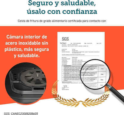 Cosori Freidora de Aire 8,5L, Doble Cesta con Ventana, 10 Funciones, Oro