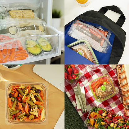 Foodsaver Envasadora al Vacío con almacenamiento de rollos integrado | Cortador de bolsas y modo para alimentos delicados | Incluye bolsas selladoras al vacío surtidas (FFS005X)