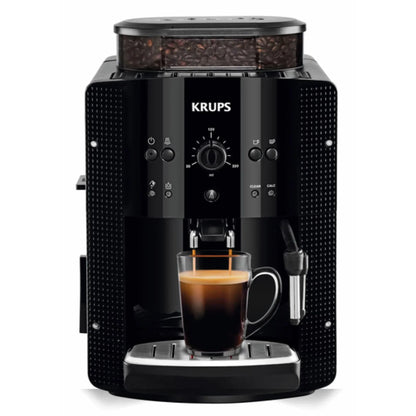2025 Krups Essential - Cafetera súper automática, 15 Bares de presión, Molinillo cónico de Metal, con selección de cantidad e Intensidad de café, 1.7 l, 1 Cups, Acero, Pantalla LCD + Acc. Leche