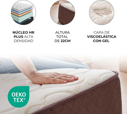 DESCANSIN - Very High Firm Mattress for Back Pain | Breathable Memory Foam Mattress | Double or Single Bed | Anti-Mite, Anti-Allergy and Anti-Bacterial Mattresses (135 x 190)
