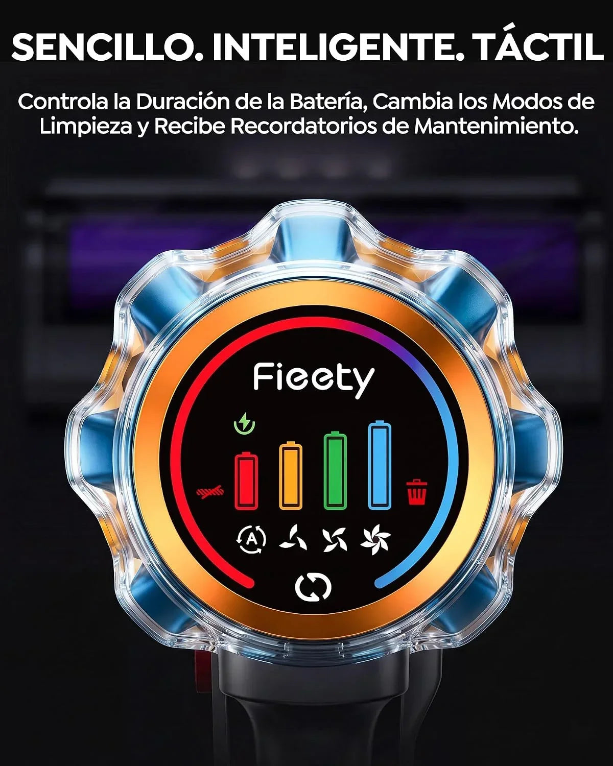 Fieety Aspiradora sin Cable 55KPa/650W/80Mins, Escoba Aspiradora de 1.8L, Modo Auto, Manguera 1.5M, Pantalla LED, Aromática, Autoportante, Cepillo Anti-Enredo con Luz, para Suelos/Alfombras/Pelo