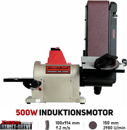 BUCKTOOL 5.0A Lijadora de disco de banda de 4" x 36" y lijadora de disco de 6" con motor de accionamiento directo de 3/4HP y base Al portátil, modelo mejorado BD4603