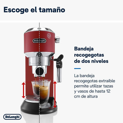 De'Longhi Dedica – Cafetera de Bomba de Acero Inoxidable para Café Molido o Monodosis, Espresso y Capuchino, Depósito de 1.3 Litros, Sistema Antigoteo, Modelo EC685.M, Color Metal