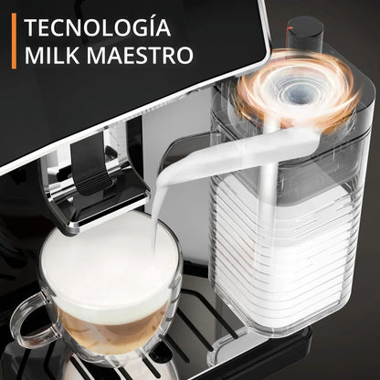 2025 Krups Essential - Cafetera súper automática, 15 Bares de presión, Molinillo cónico de Metal, con selección de cantidad e Intensidad de café, 1.7 l, 1 Cups, Acero, Pantalla LCD + Acc. Leche