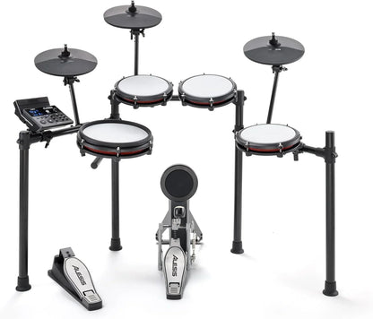 Alesis Nitro Max Kit Batería Electrónica con Parches Silenciosos de Malla, Caja de Doble Zona de 10", Bluetooth, 440+ Sonidos Auténticos, Lecciones Drumeo, USB MIDI, Pedal de Bombo