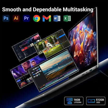 Ordenador Portatil 15.6 Pulgadas, Win11 PC Portátil 16GB RAM 512GB SSD N95 CPU(hasta 3,4 GHz), Laptop IPS HD de 1920 x 1080 FHD, traer WiFi 5, HDMI, 2*USB 3.0, Type- C, TF Card Slot