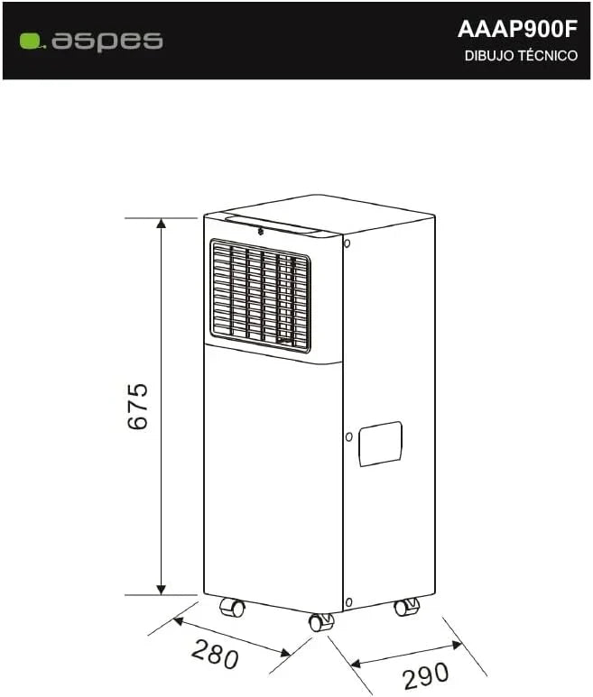 Aspes Aire Acondicionado Portátil, 9000 BTU. AAAP900F. Solo frío, Display LED Táctil, Temporizador, Mando a Distancia, Kit instalación ventana incluido, Clasificación Energética A