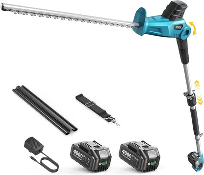 SEESII Cortasetos Telescópico Batería 20V, Cuchilla 50 cm, 2 Baterías 4,0Ah