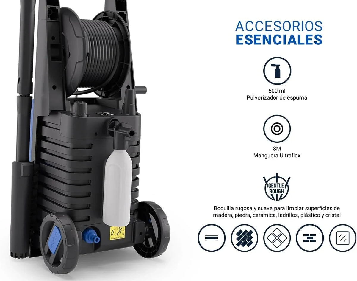 Nilfisk Classic 150 Bares - Hidrolimpiadora de Alta Presión Fácil de Usar - Limpiadora de Patios, Coches y Exteriores (2200 W)